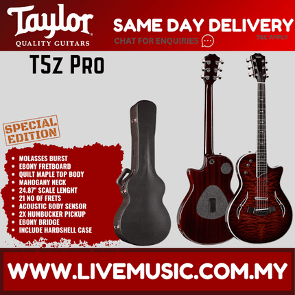 Taylor Special Edition T5z Pro Electric Guitar w/Case, Molasses Burst w/Quilt Maple