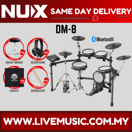 NUX DM-8 5 Piece Professional Digital Electronic Drum Set With Amplifier ( DM8 DM 8 )