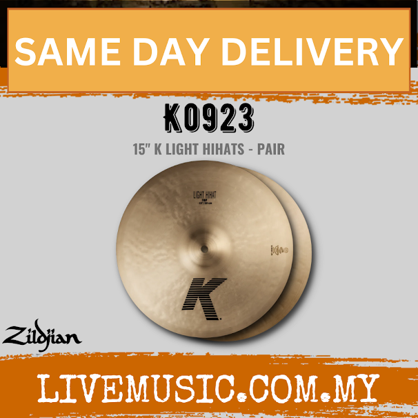 Zildjian K Custom K0923 15" Light Hi Hat Cymbals (K0923)