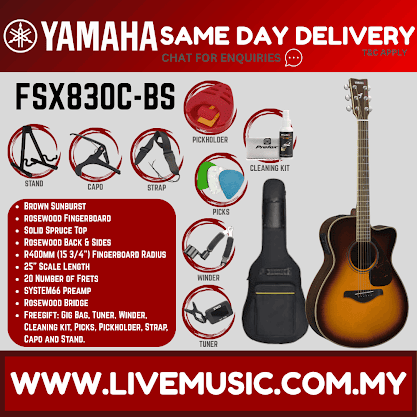 Yamaha FSX830C Concert Cutaway Acoustic-Electric Guitar - Natural ( FSX-830C / FSX830C-NT )