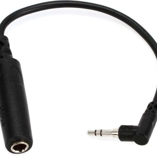 Hosa MHE-100-5 Extension Cable, 1/4inch(F) to 3.5mm (M) Angled, 6inch (MHE1005/MHE 1005)