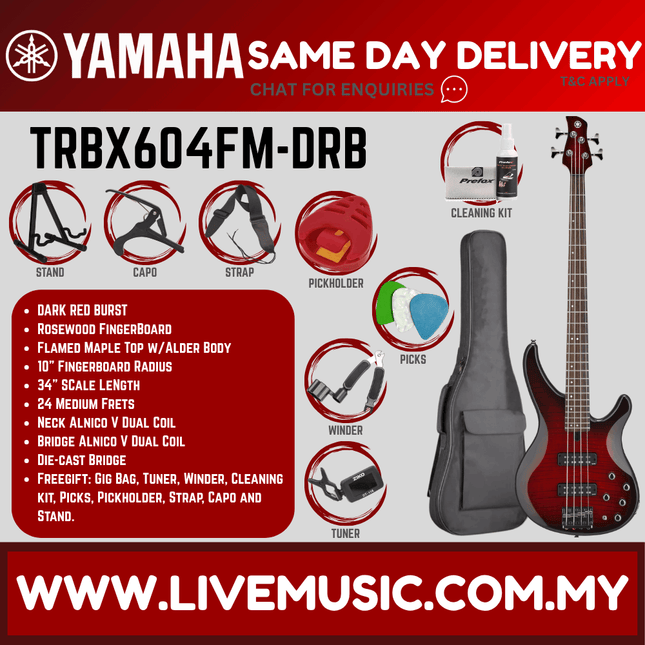 Yamaha TRBX604FM 4-string Electric Bass Guitar  ( TRBX 604FM / TRBX-604FM )