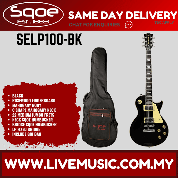 SQOE SELP100 Les Paul Body HH Electric Guitar Rosewood Fretboard - (SELP-100/SELP 100)