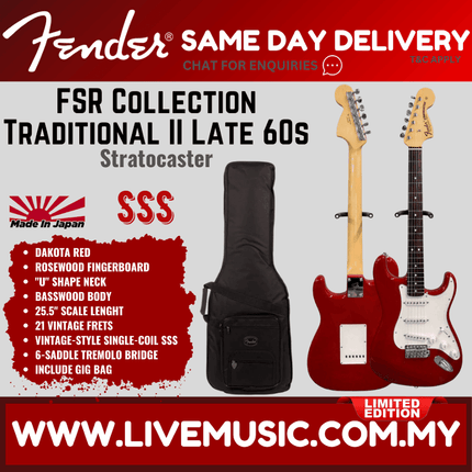 Fender FSR Collection Traditional Late 60s Stratocaster Electric Guitar, RW FB