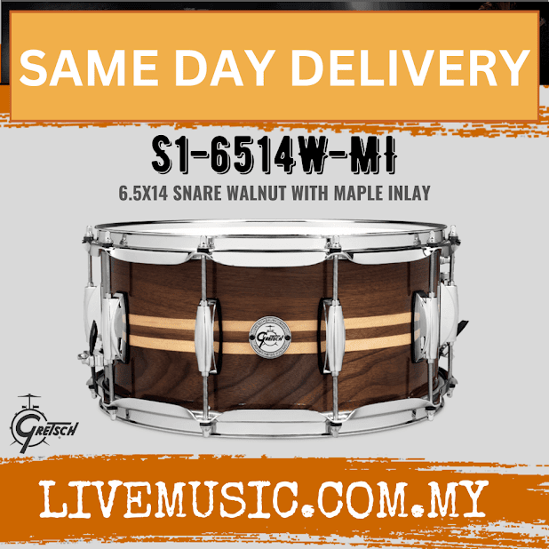 Gretsch S1-6514W-MI 6.5x14inch Walnut Snare Drum w/Maple Inlay
