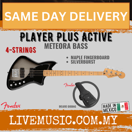 Fender Player Plus Active Meteora Bass Guitar, Silverburst