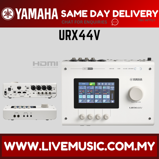 Yamaha URX44V USB-C Audio and Video Interface - White ( URX-44V URX 44V )