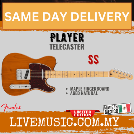 Fender Limited Edition Player Telecaster Electric Guitar, Maple FB, Aged Natural