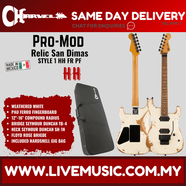 Charvel Pro-Mod Relic San Dimas Style 1 HH FR PF Electric Guitar, Pau Ferro FB