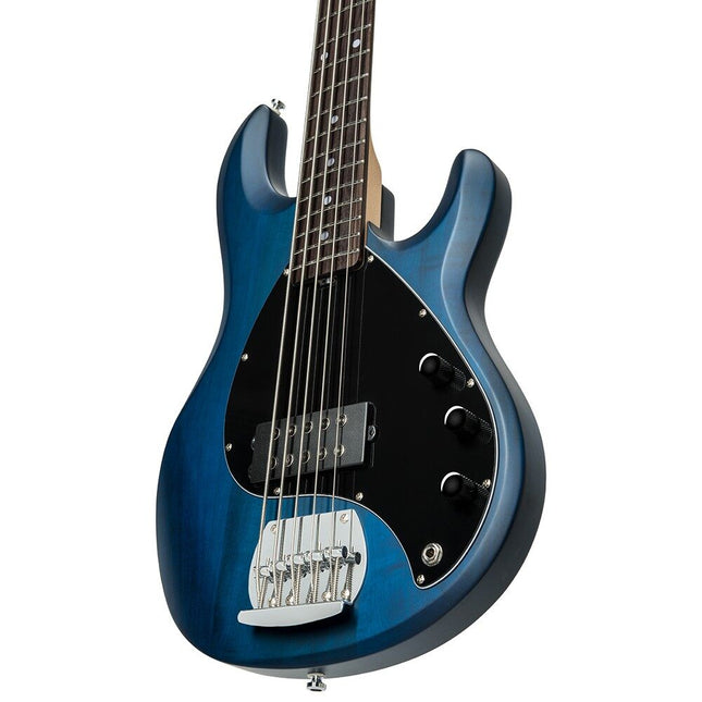 Sterling Ray5 Stingray 5-String Electric Bass Guitar Jatoba Fretboard - Trans Blue Satin (Ray-5/Ray 5)