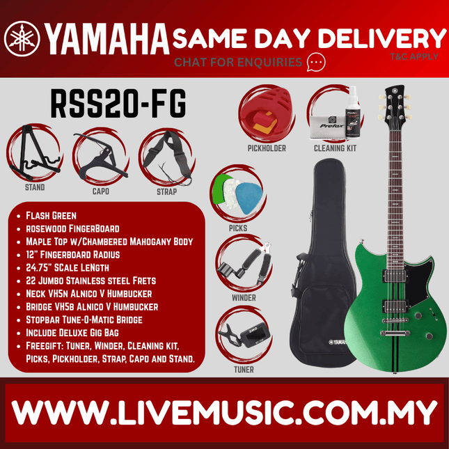 Yamaha Revstar Standard RSS20 Electric Guitar - Black / Vintage White / Sunset Burst / Swift Blue / Flash Green / Hot Merlot / Mist Green / Sonic Blue ( RSS20 / RSS 20 )