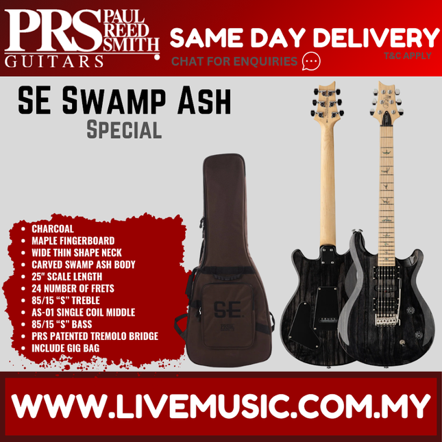 PRS SE Swamp Ash Special Electric Guitar, Charcoal