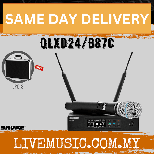 Shure QLXD24/B87C Handheld Wireless Microphone System, QLXD4 Wireless Receiver & QLXD2/BETA87C Handheld Transmitter ( QLXD24-B87C / QLXD24B87C )