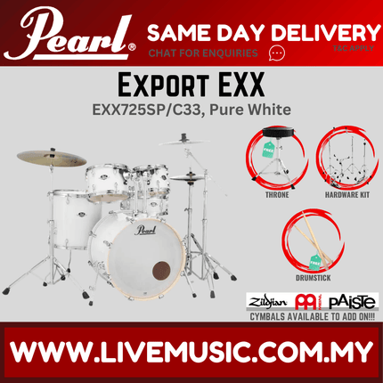 Pearl Export EXX 5-Piece Drum Set with Hardware, Drumstick & Throne ( NO CYMBAL ) ( EXX725SP/C )