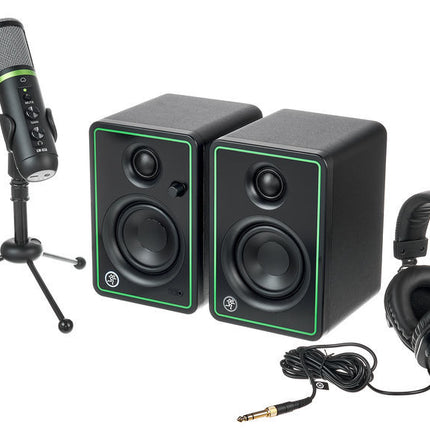 Mackie Creator Bundle With EM-USB Microphone, CR3-X Monitors, MC-100 Headphone And Mic Stand (EM USB / CR3X / MC100)
