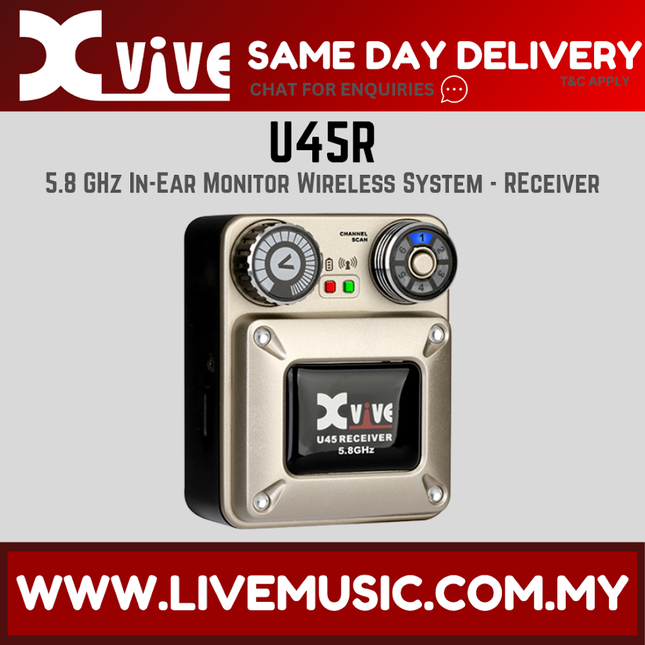 Xvive U45R 5.8GHz wireless in-ear monitor receiver with display and knobs