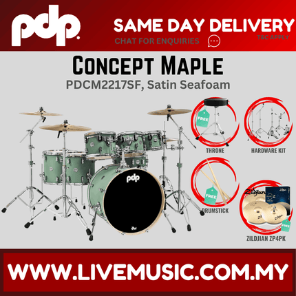 PDP by DW CM7 Concept Maple Shell Pack - 7-piece with Zildjian ZP4PK Cymbals - (PDCM2217)