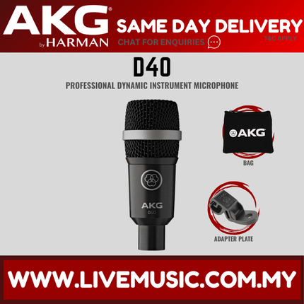 AKG D40 Professional Dynamic Instrument Microphone (D 40)