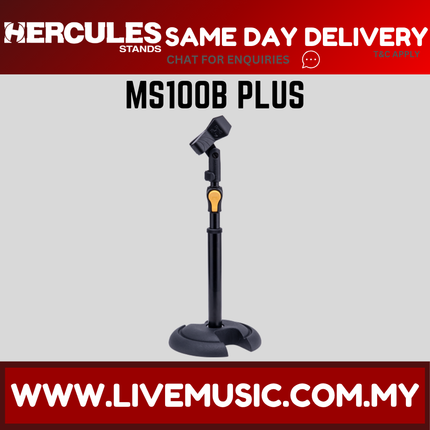 Hercules MS100B Plus H-Base Microphone Stand with EZ Mic Clip (MS100B)