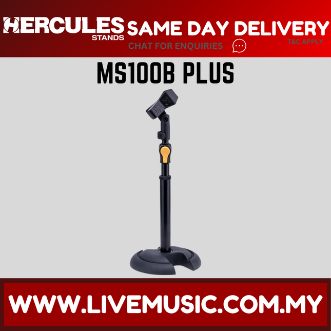 Hercules MS100B Plus H-Base Microphone Stand with EZ Mic Clip (MS100B)