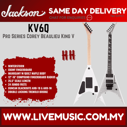 Jackson KV6Q Pro Series Signature Corey Beaulieu King V  Electric Guitar, Ebony Fretboard - Winterstorm