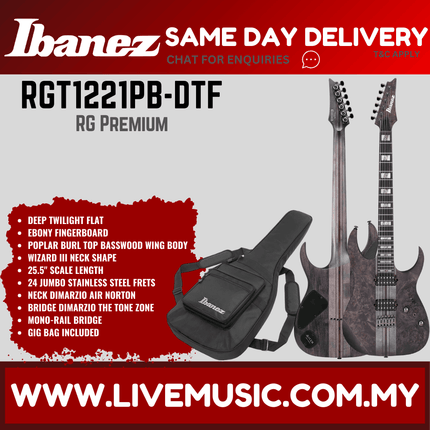 Ibanez Premium RGT1221PB-DTF HH Electric Guitar - Deep Twilight Flat ( RGT1221PB DTF / RGT1221PBDTF )