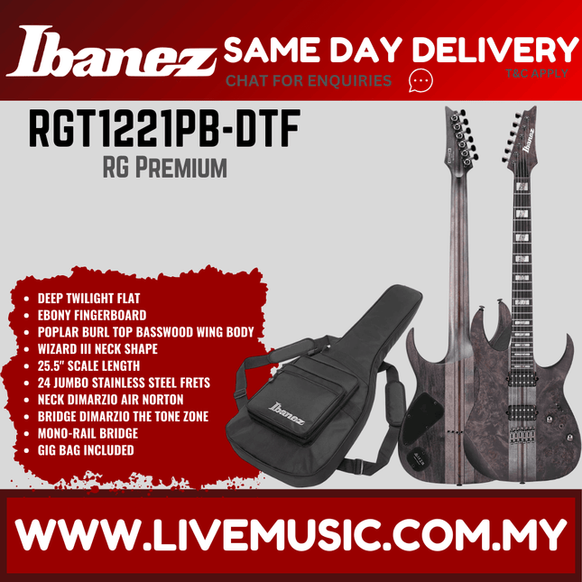 Ibanez Premium RGT1221PB-DTF HH Electric Guitar - Deep Twilight Flat ( RGT1221PB DTF / RGT1221PBDTF )