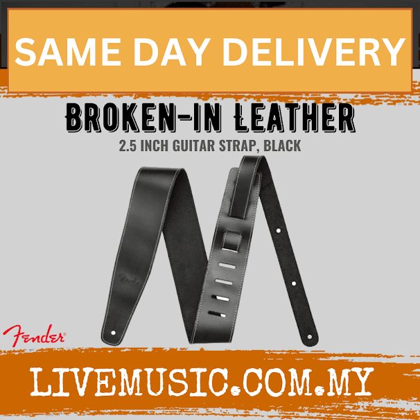 Fender Broken-in Leather Guitar Strap - Black