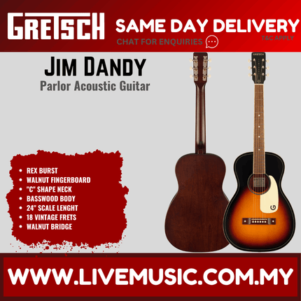 Gretsch Jim Dandy Parlor Acoustic Guitar, Rex Burst