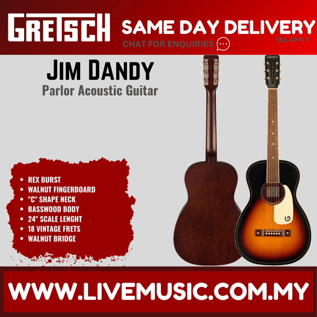 Gretsch Jim Dandy Parlor Acoustic Guitar, Rex Burst