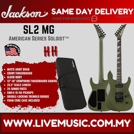 Jackson American Series Soloist SL2MG Electric Guitar, Matte Army Drab