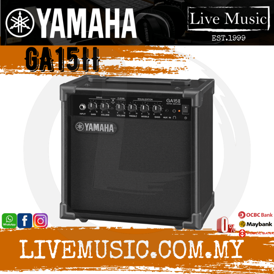 Yamaha GA15II 15 Watt Amplifier Twin Channel Electric Guitar Combo ...