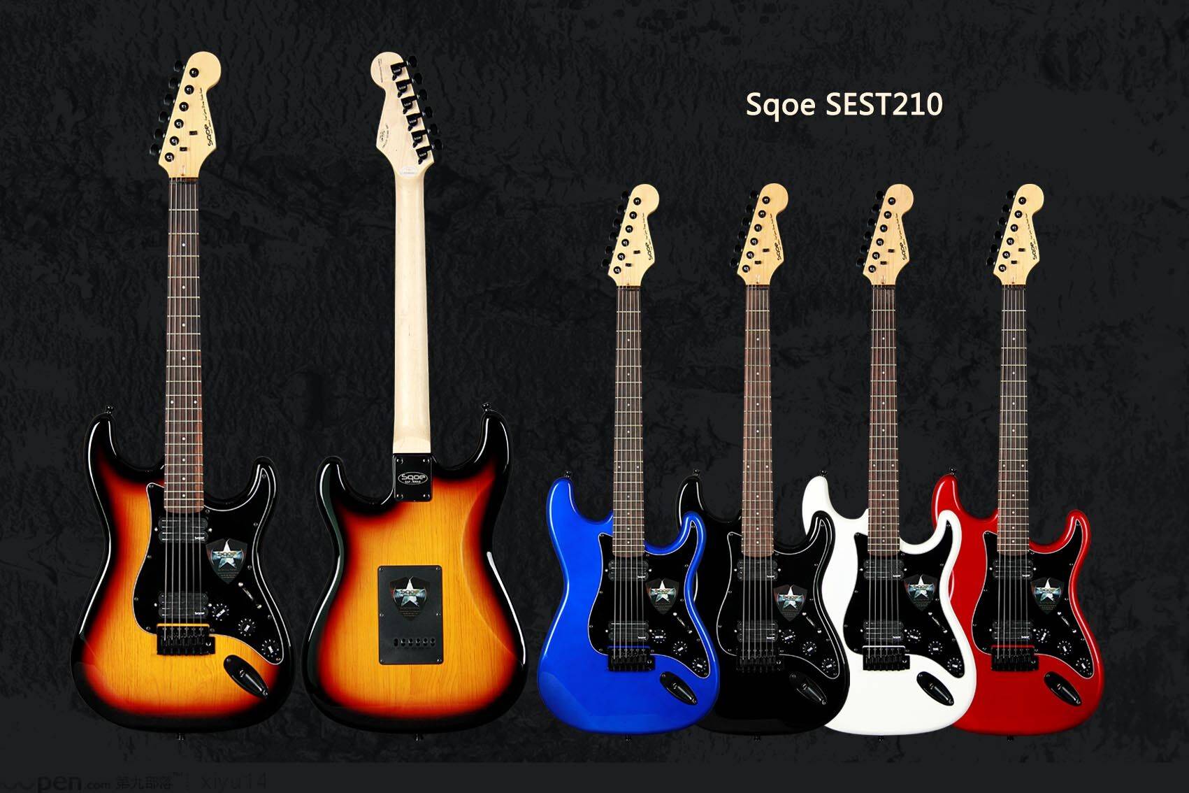 SQOE SEST210-WH Super Stratocaster Body HH Electric Guitar Rosewood ...